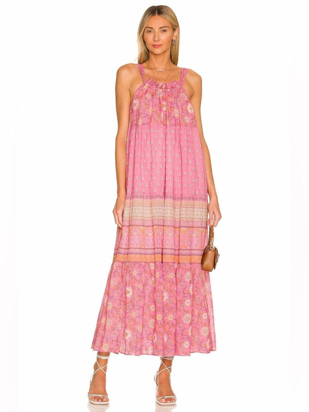 Spell & The Gypsy Utopia Strappy Sundress Flamingo XS Boho Maxi Pink Floral
